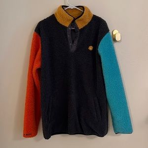 Dutch bros multi color fuzzy sweater